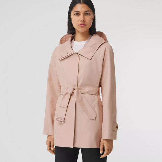 Cotton Gabardine Hooded Car Coat
