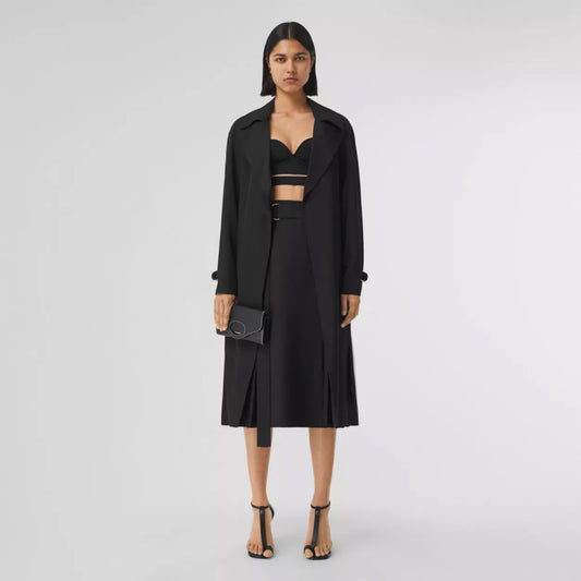 D-ring Detail Wool Pleated Skirt