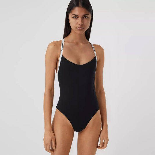 Logo Tape Stretch Nylon Swimsuit