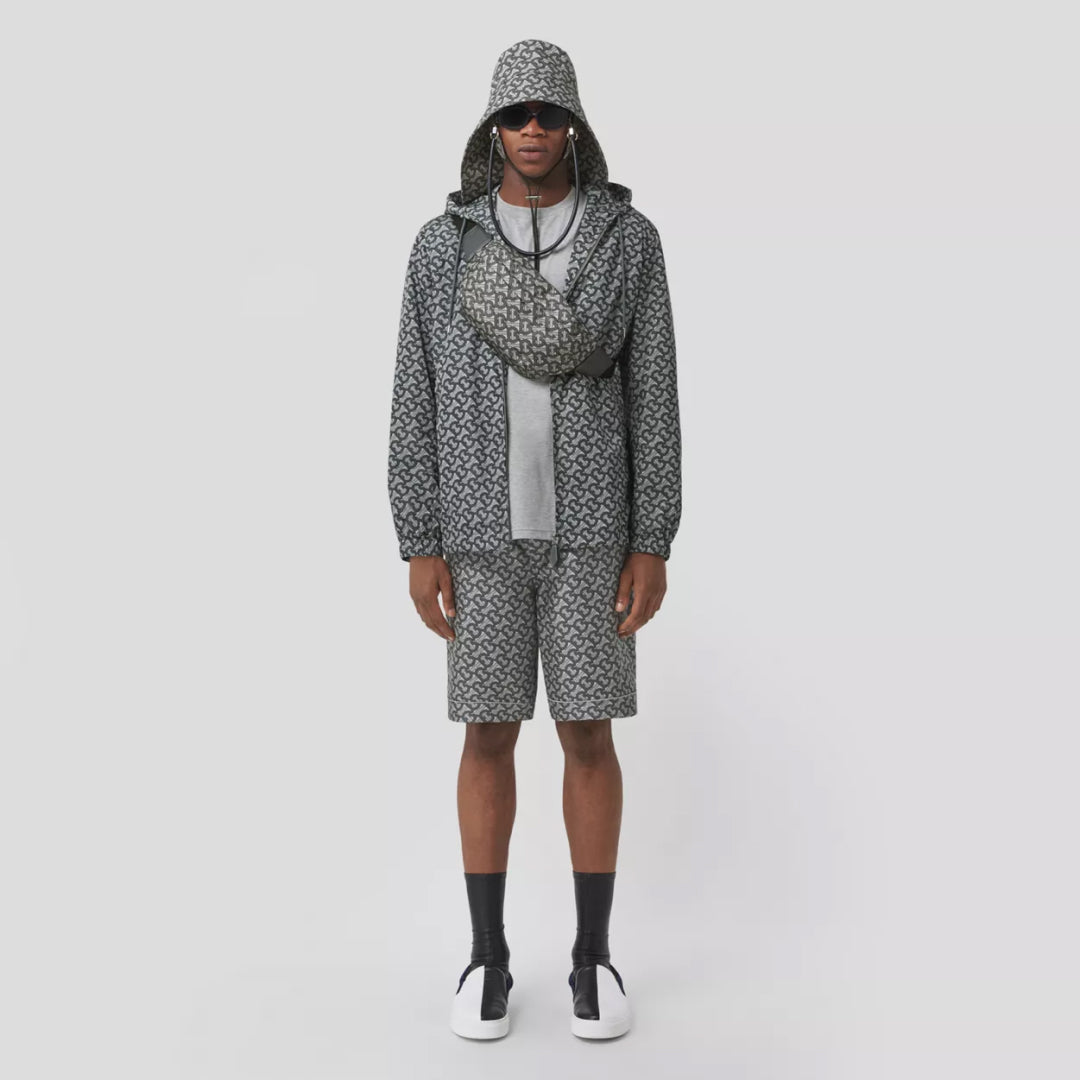 Monogram Print Nylon Hooded Jacket