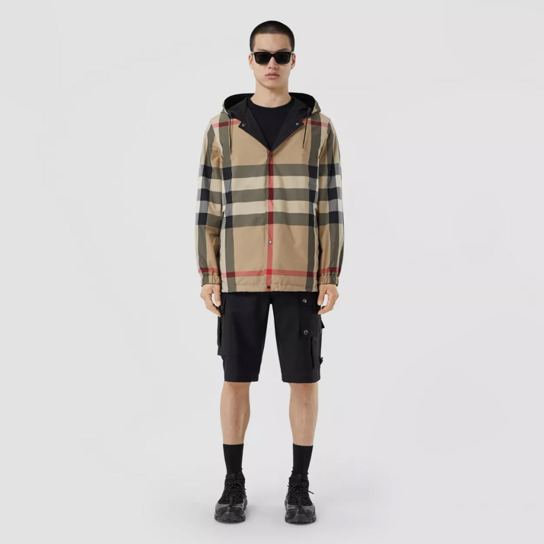 Reversible Check Hooded Jacket