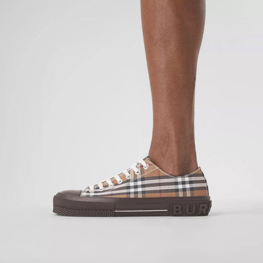 Vintage Check Cotton Sneakers