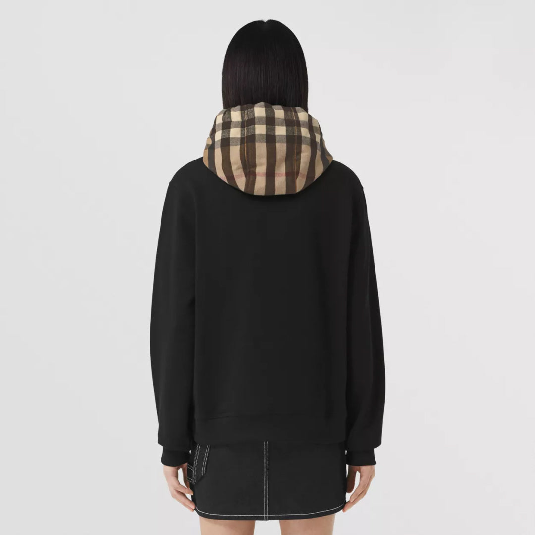 Check Hood Cotton Oversized Hoodie