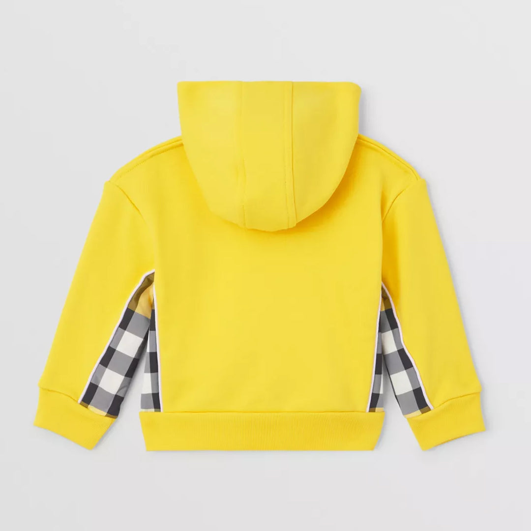 Check Panel Cotton Hooded Top