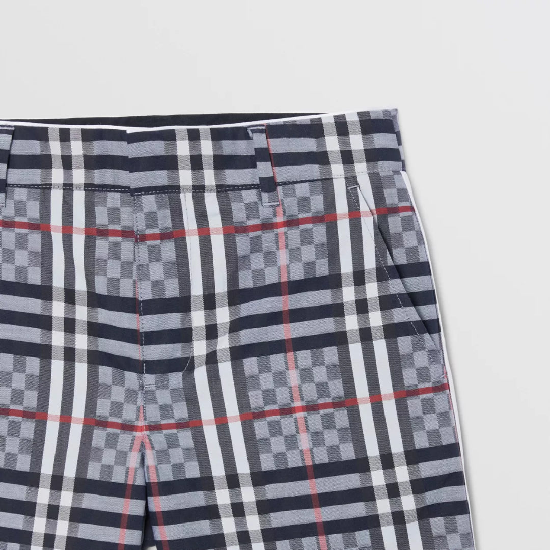 Chequerboard Stretch Cotton Tailored Shorts