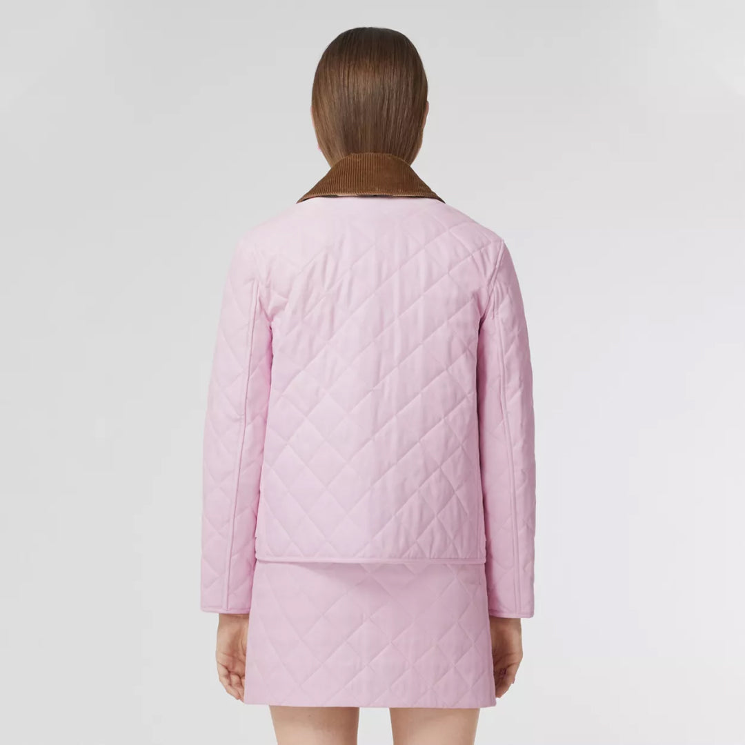 Corduroy Collar Diamond Quilted Barn Jacket