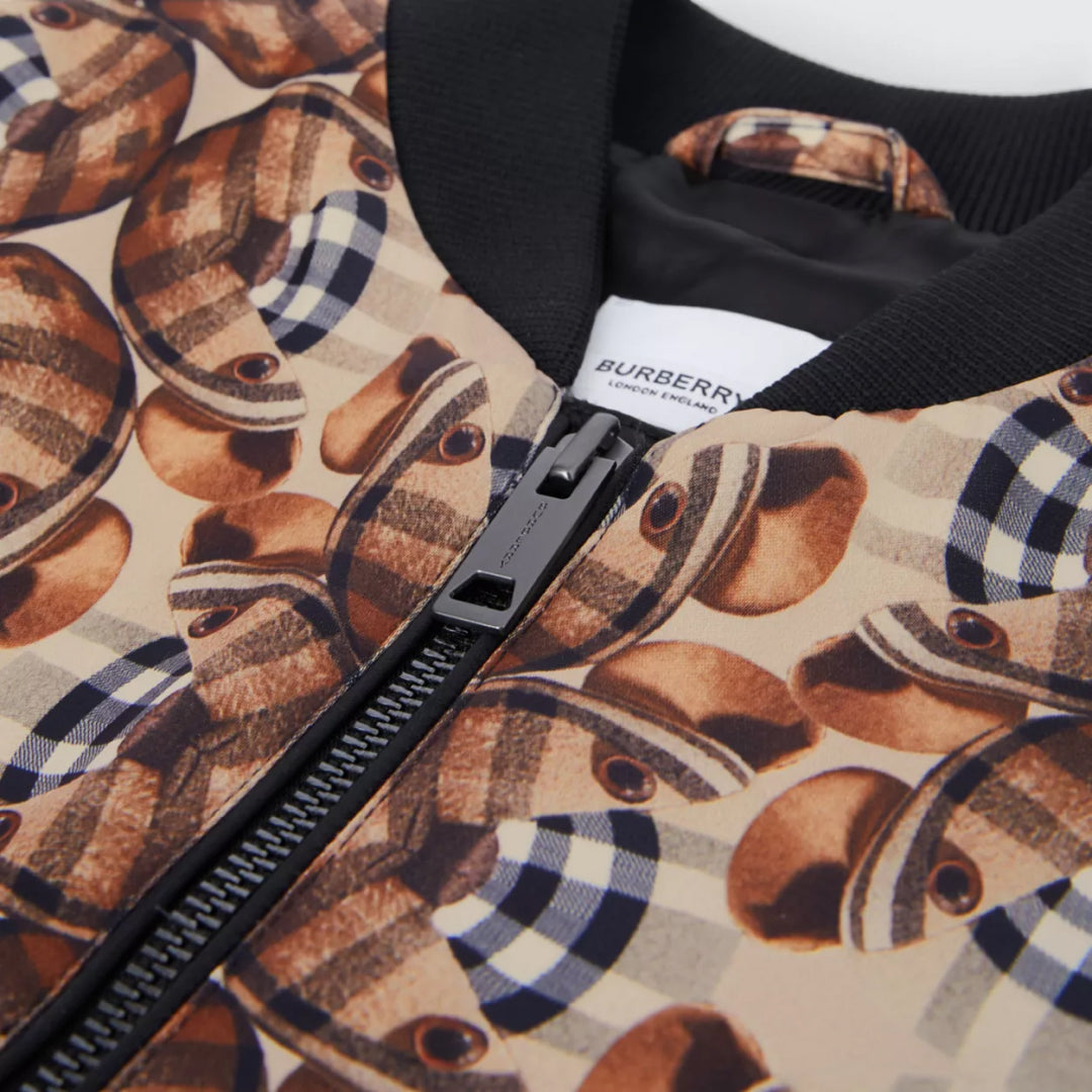 Thomas Bear Print Satin Bomber Jacket