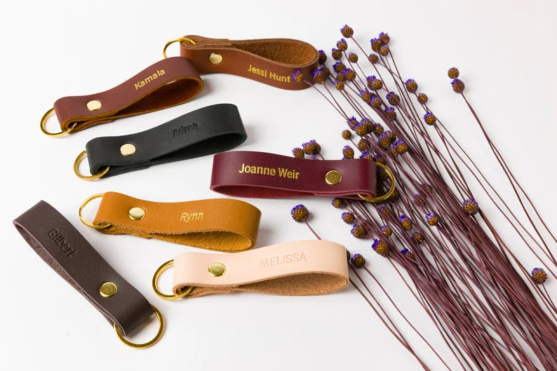 Personalized keychain leather keychain personalized keyfob leather key fob monogram keychain personalized gift for women key ring