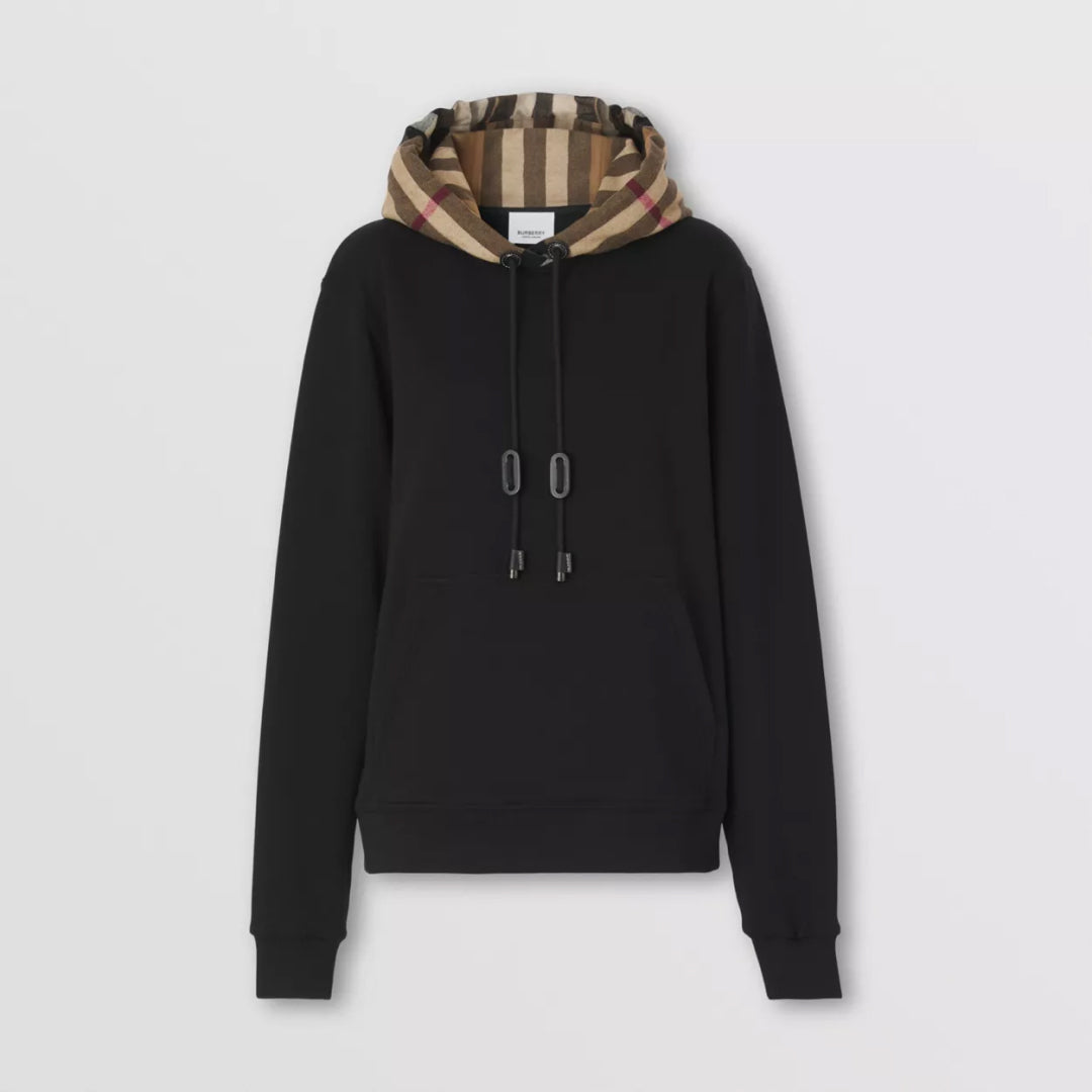 Check Hood Cotton Oversized Hoodie