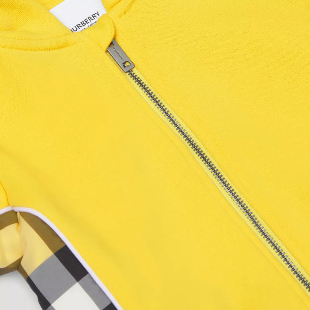 Check Panel Cotton Hooded Top