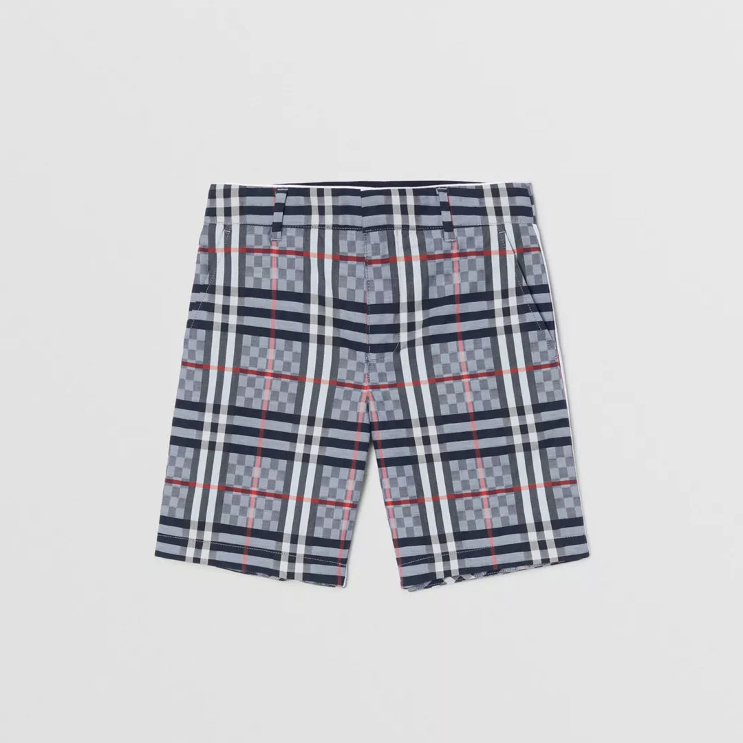 Chequerboard Stretch Cotton Tailored Shorts