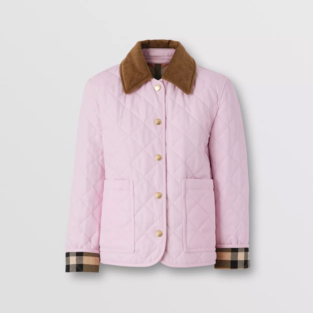 Corduroy Collar Diamond Quilted Barn Jacket