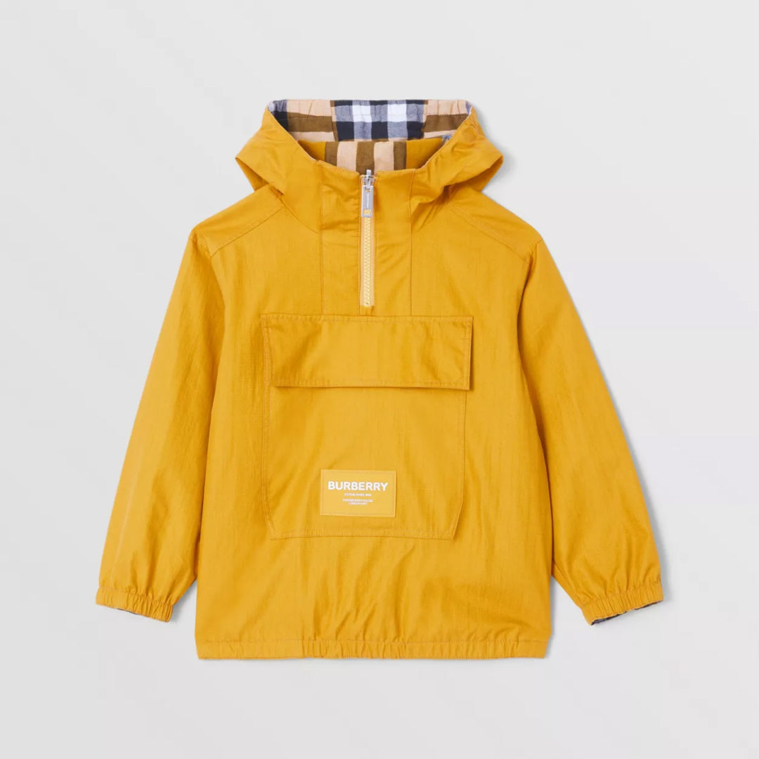 Reversible Nylon and Check Cotton Hooded Jacket