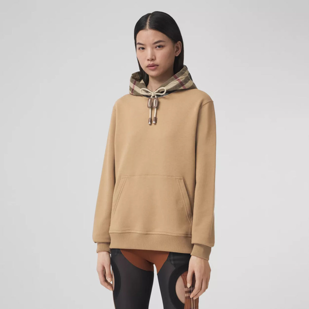Check Hood Cotton Oversized Hoodie