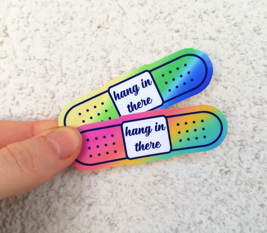 Hang in there self care self love galaxy bandage waterproof vinyl laptop sticker