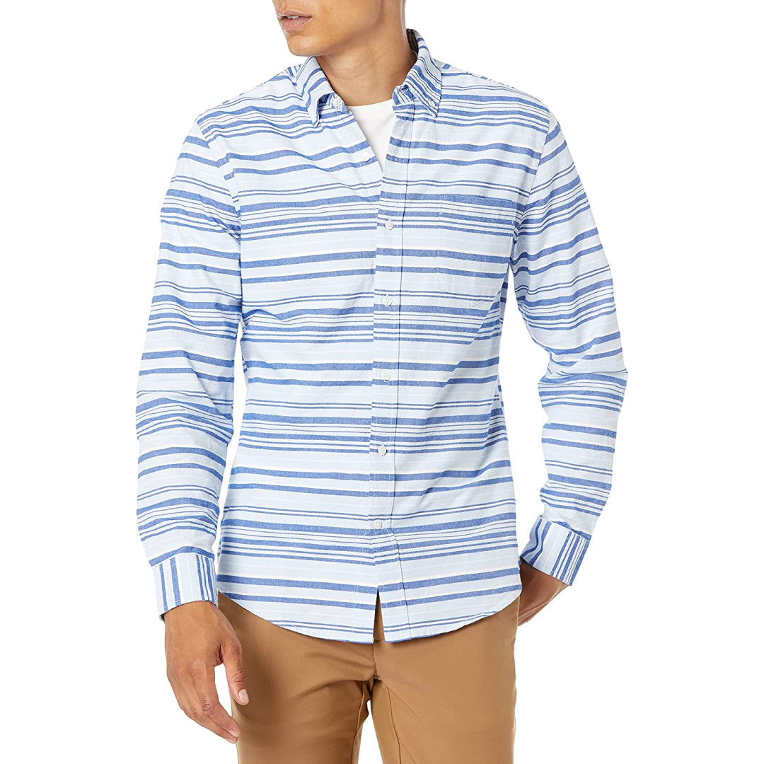 Slim-Fit Long-Sleeve Stripe Pocket Oxford Shirt