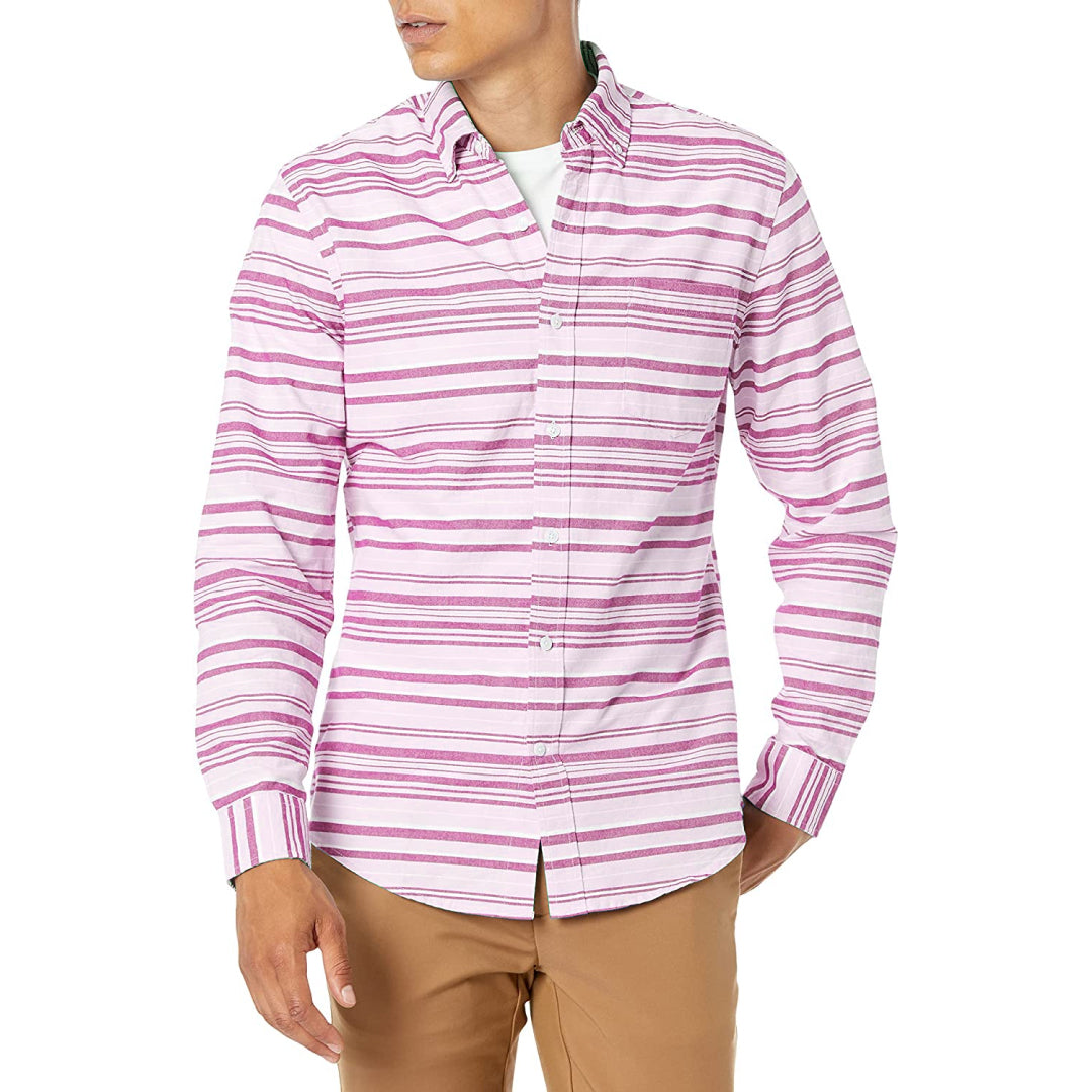 Slim-Fit Long-Sleeve Stripe Pocket Oxford Shirt