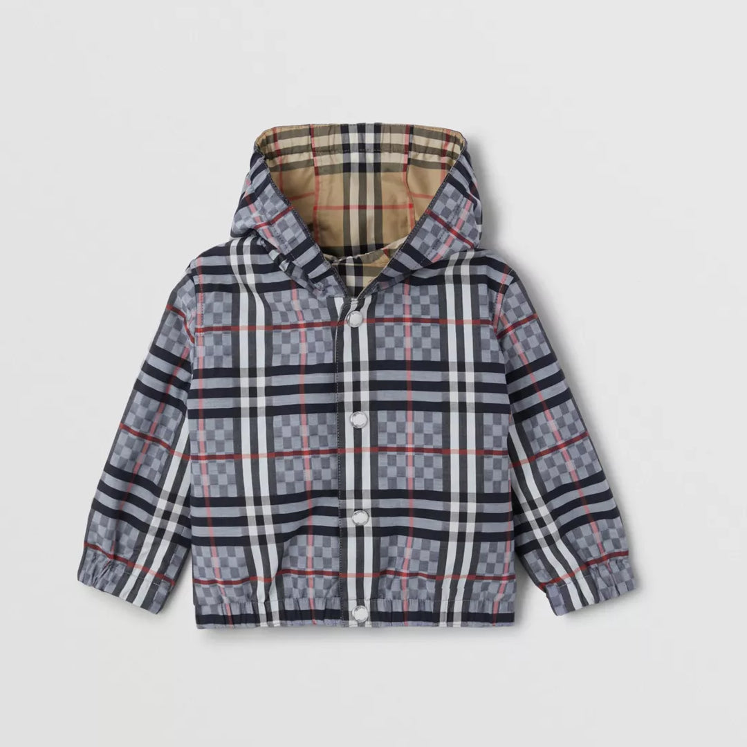 Reversible Check Stretch Cotton Jacquard Jacket