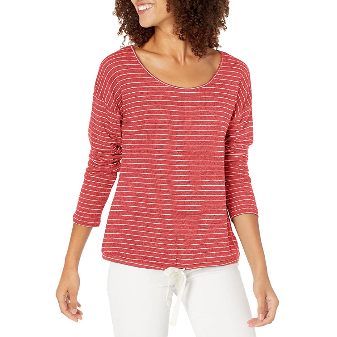 Lightweight Lounge Terry Long-Sleeve Tie-Waist Top