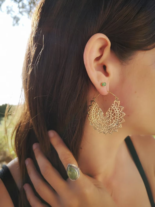Handmade hoops, brass hoops, golden earrings, golden hoops, brass earrings, goddess earrings, gift, gift for woman, handmade, earrings