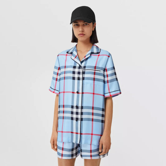 Check Silk Pyjama Shirt