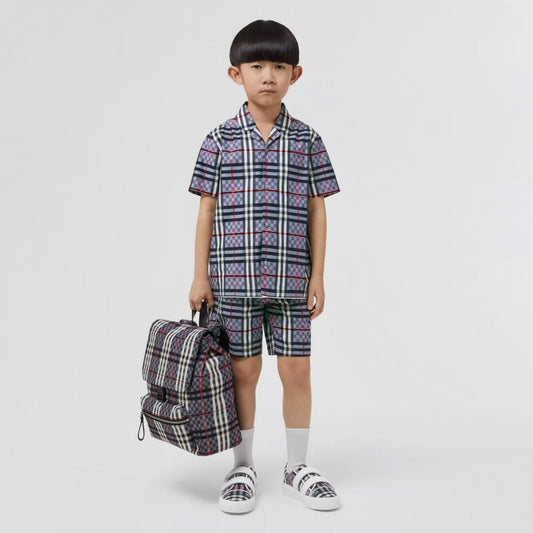 Chequerboard Stretch Cotton Tailored Shorts