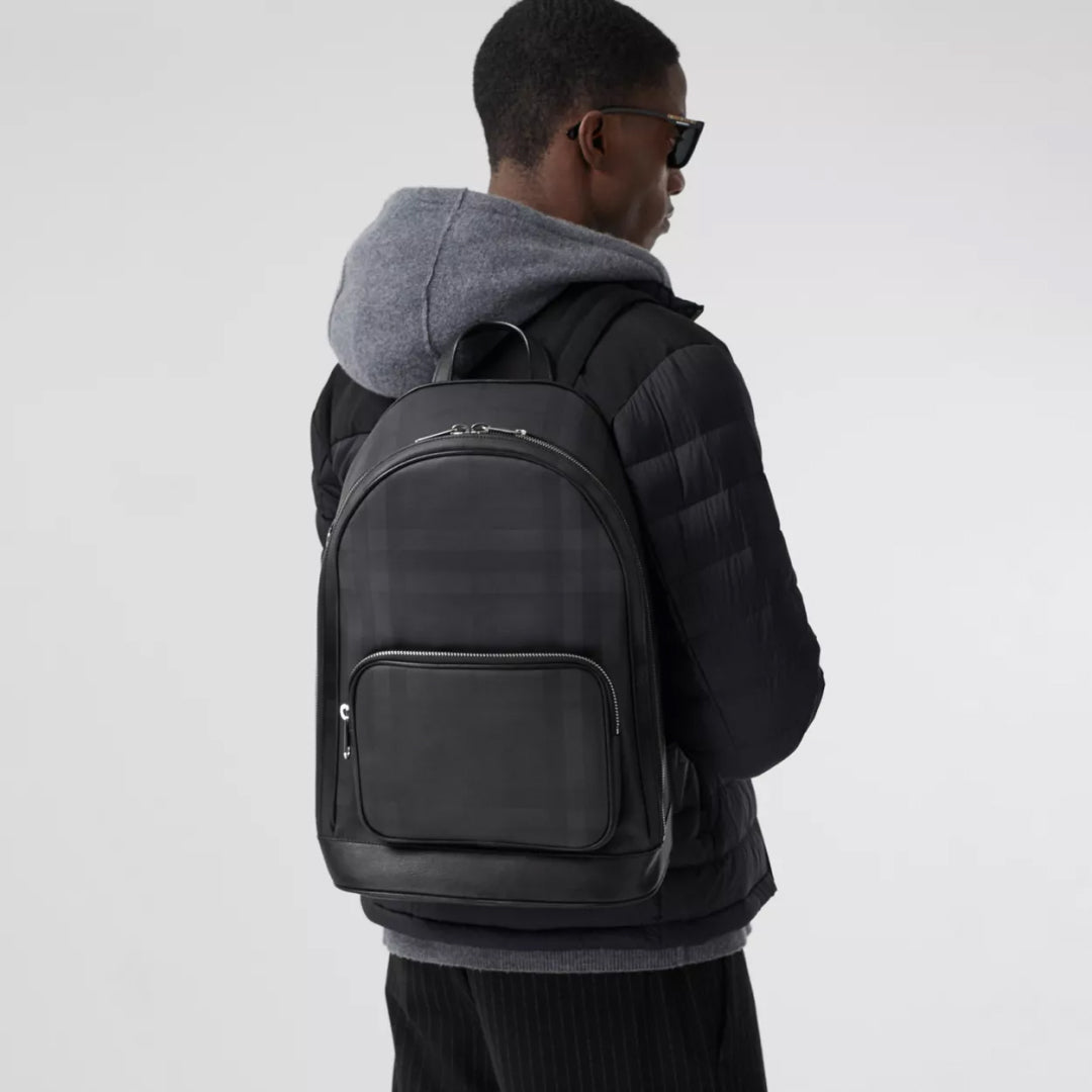 London Check and Leather Backpack