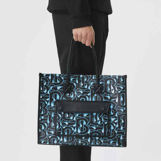 Medium Monogram Print Cotton Freya Tote