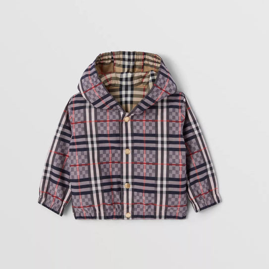 Reversible Check Stretch Cotton Jacquard Jacket