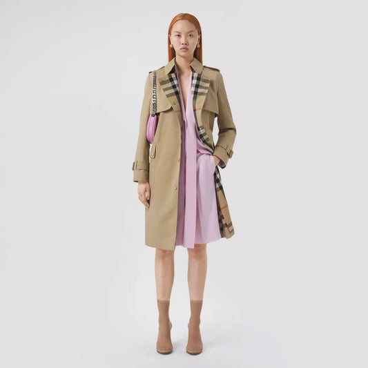 Stripe Panel Cotton Gabardine Trench Coat