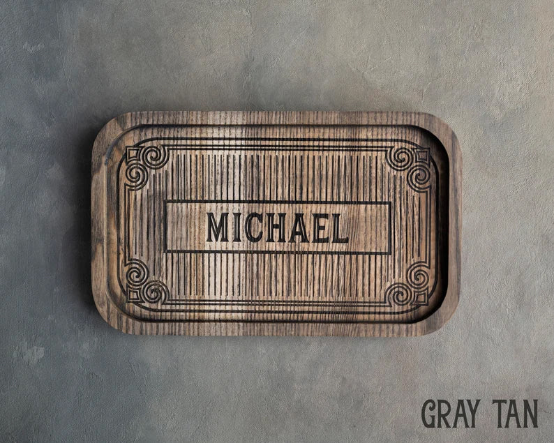 Wooden groomsmen gifts for him tray personalized anniversary gifts him name tray custom made to order groomsmen gifts for him initial tray