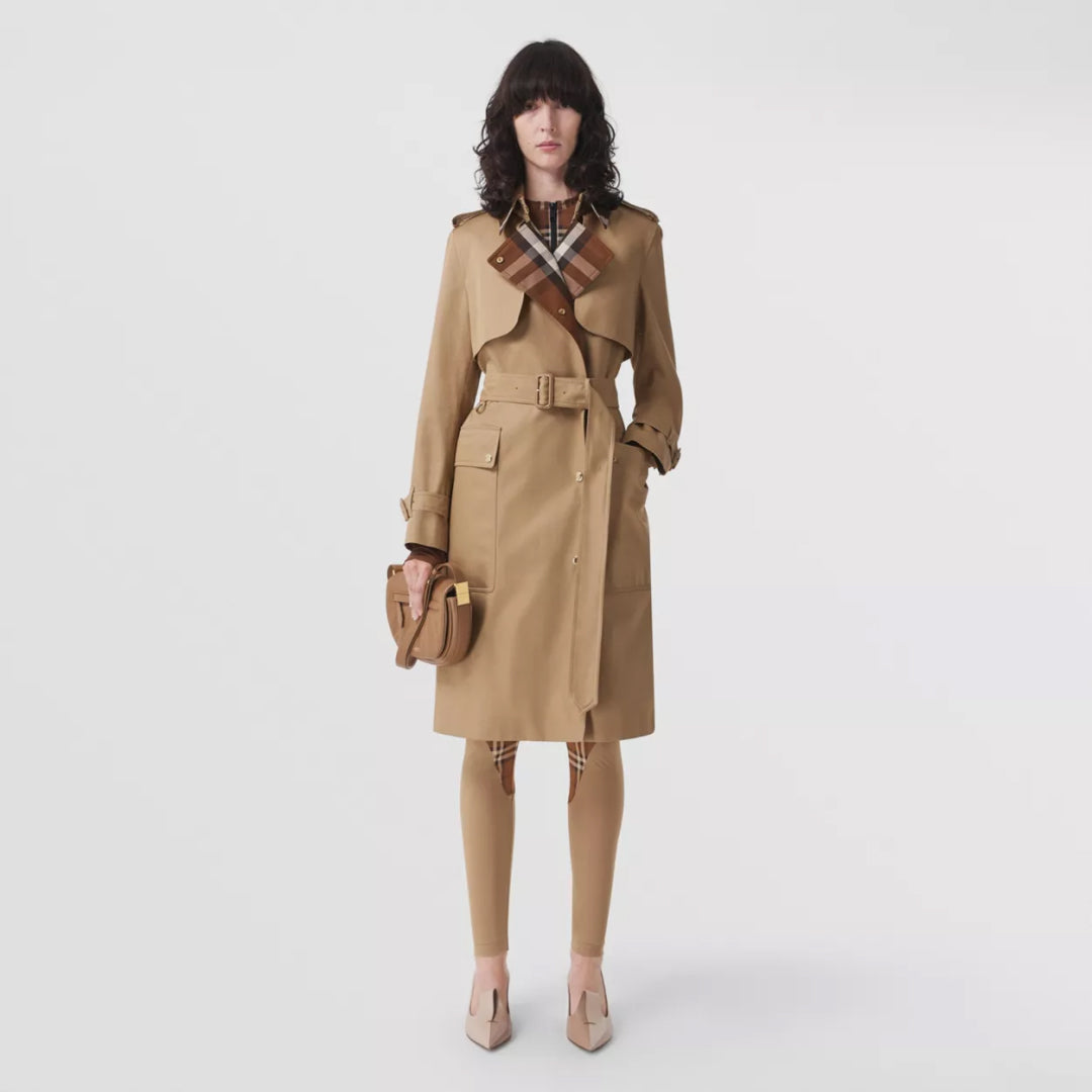 Stripe Panel Cotton Gabardine Trench Coat