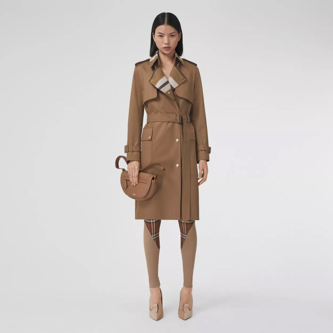 Stripe Panel Cotton Gabardine Trench Coat
