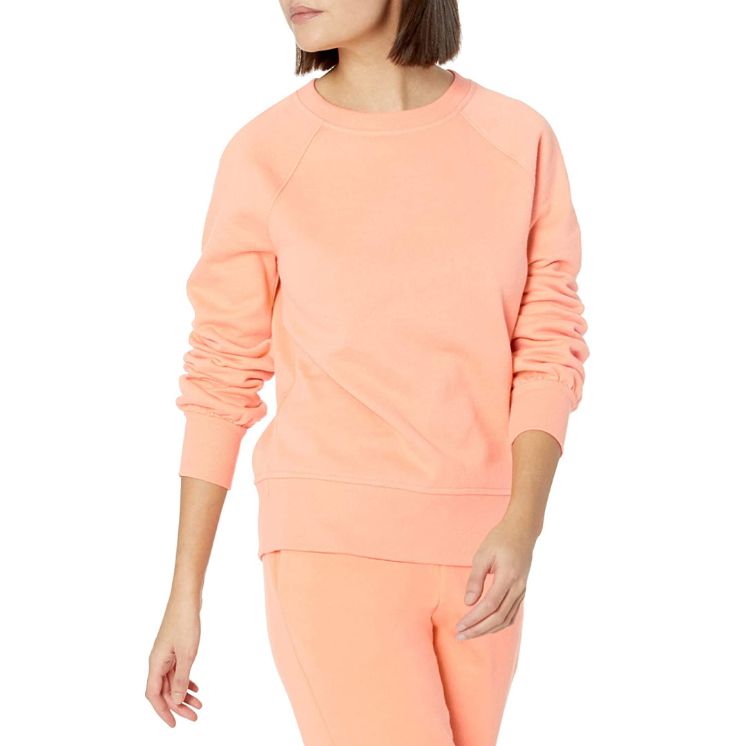 Classic Fit Gathered Long Sleeve Crewneck Sweatshirt