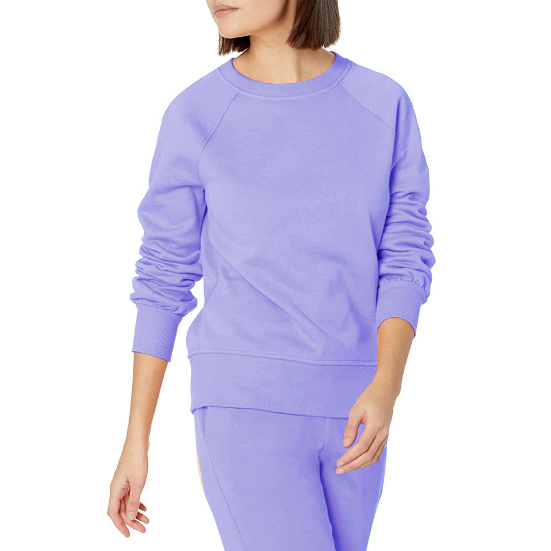 Classic Fit Gathered Long Sleeve Crewneck Sweatshirt