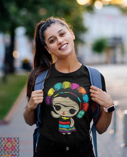 Regalo para mujer mexico shirt women mexican folk art doll folk art mexico latina shirts mexican original art